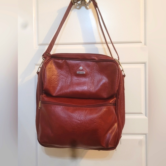 1970s Vintage Samsonite Burgundy Leather Bag - Picture 1 of 6